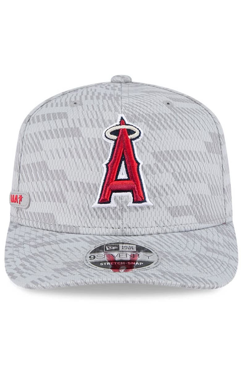 New Era Men's New Era Gray Los Angeles Angels 2025 MLB Clubhouse 9SEVENTY Stretch-Snap Hat, Alternate, color, 