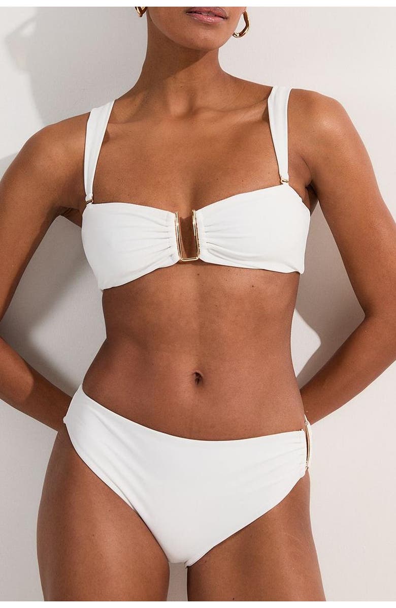 Karen Millen Bikini Bottoms With Gold Trim, Alternate, color, White