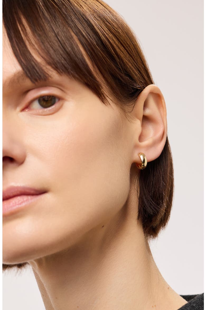 Solid Yellow Gold - Gold Bold Huggie Hoops, Alternate, color, Gold