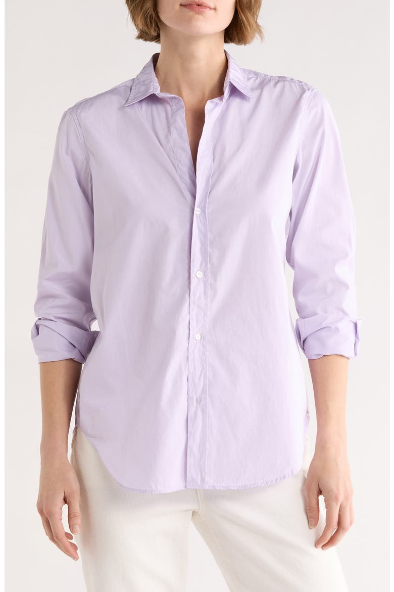 Cotton Button-Up Shirt, Main, color, LIGHT PURPLE