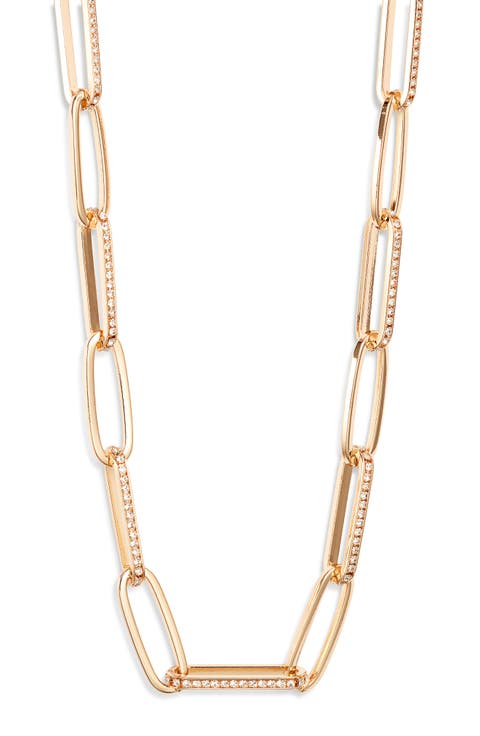 Rhinestone Paper Clip Chain Necklace