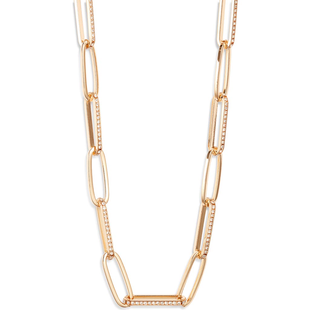 Nordstrom Rhinestone Paper Clip Chain Necklace In Gold