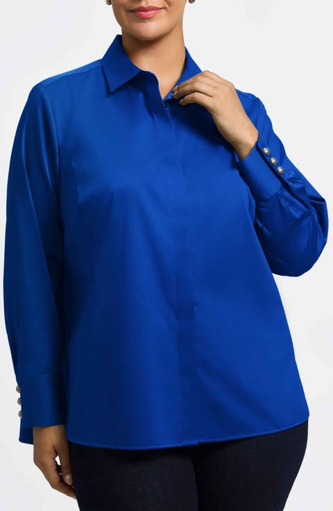 Pearly Bead Button-Up Shirt (Plus)