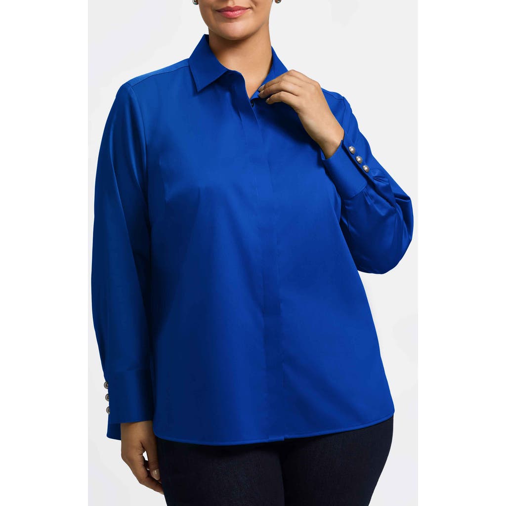Foxcroft Pearly Bead Button-up Shirt In Blue