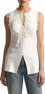 Avec Les Filles Lace Trim Keyhole Shell