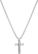 HMY JEWELRY Men's Stainless Steel Cubic Zirconia Cross Pendant Necklace