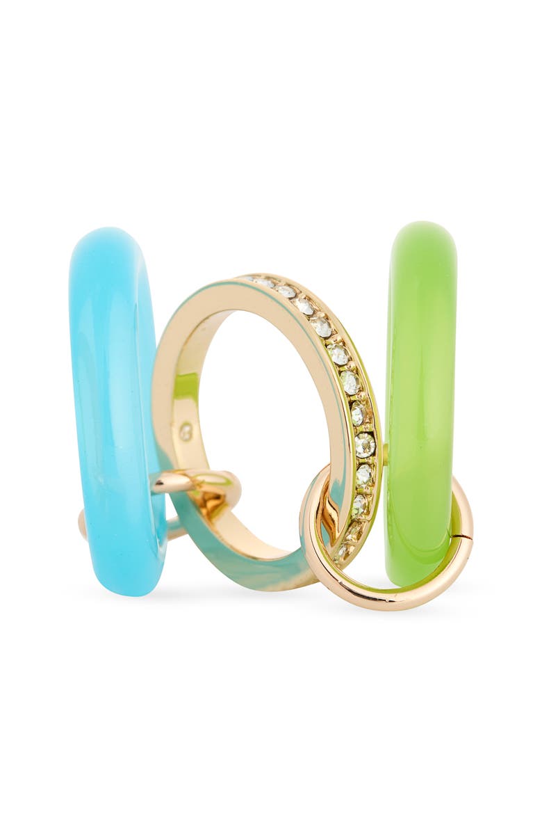 NORDSTROM RACK Cubic Zirconia Resin Interlock Ring, Alternate, color, Green Multi- Gold