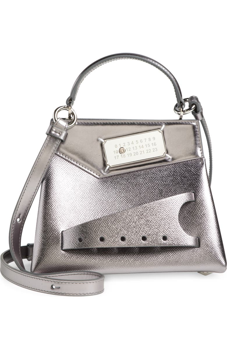 Maison Margiela Small Snatched Metallic Leather Top Handle Bag, Main, color,