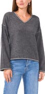 Vince Camuto Contrast Detail V-Neck Sweater