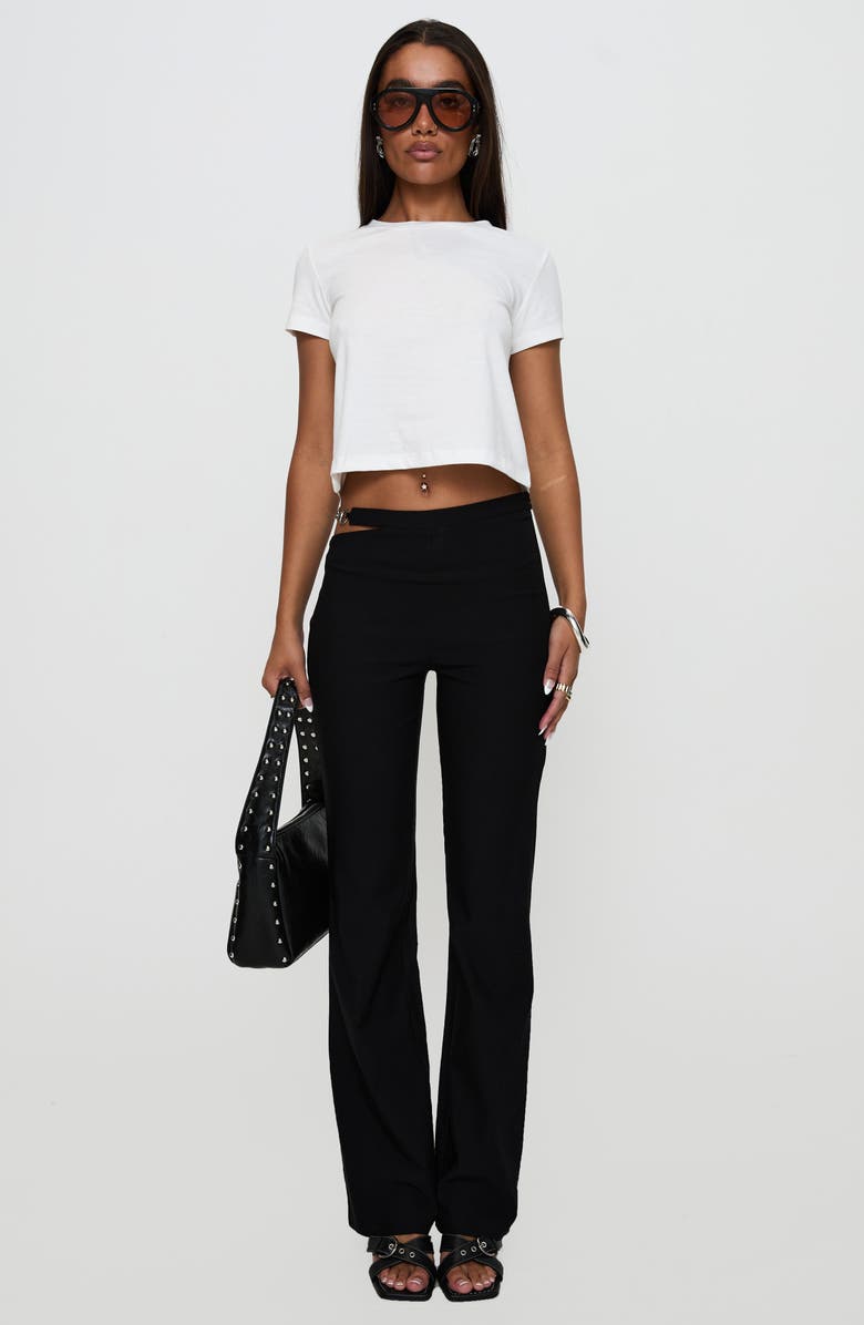 Princess Polly Eyes on You Flare Cutout Waist Flared Pants, Alternate, color, Black