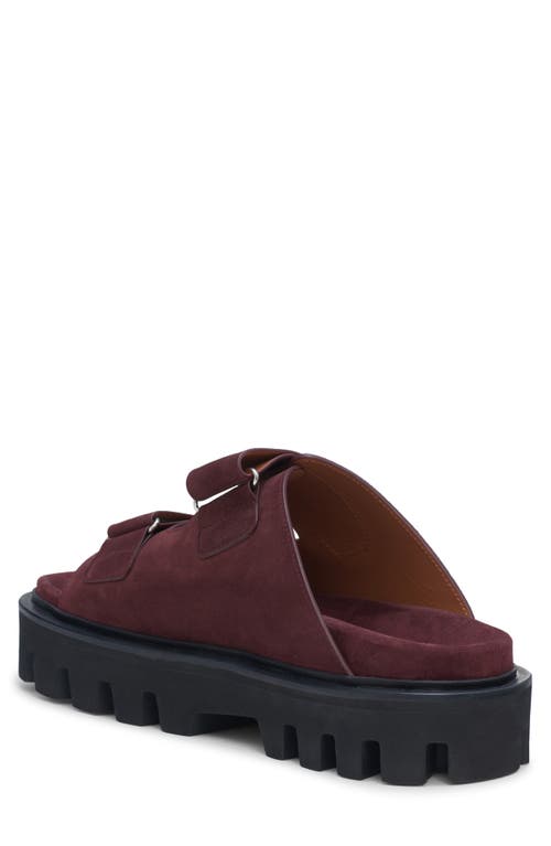 Alexander Mcqueen Arrow Pin Leather Slide Sandal In Wine/silver