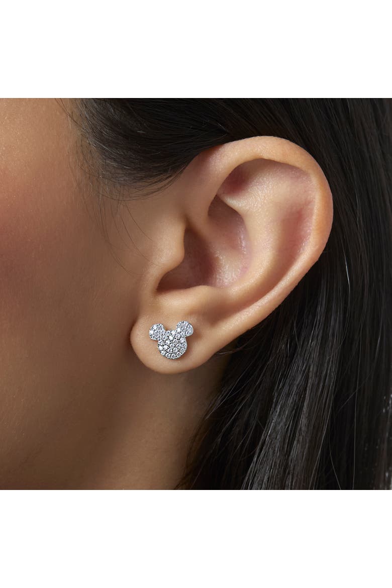 Mickey and Minnie Mouse Mismatched Cubic Zirconia Stud Earrings, Alternate, color, Metallic Silver