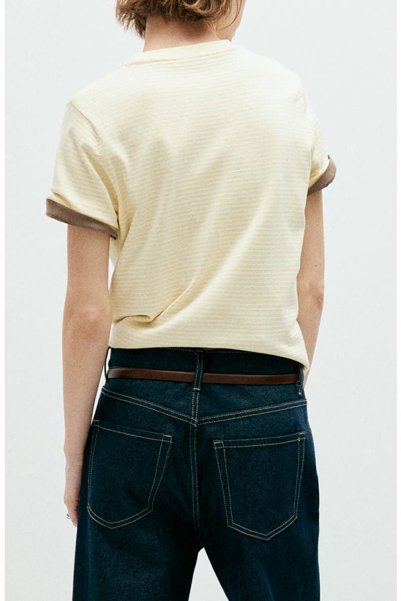 Stripe Short Sleeve Sweater, Alternate, color, PASTEL YELLOW
