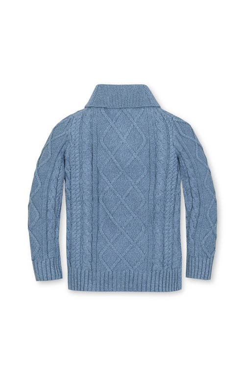 Hope & Henry Kids' Organic Long Sleeve Shawl Collar Cable Sweater In Blue