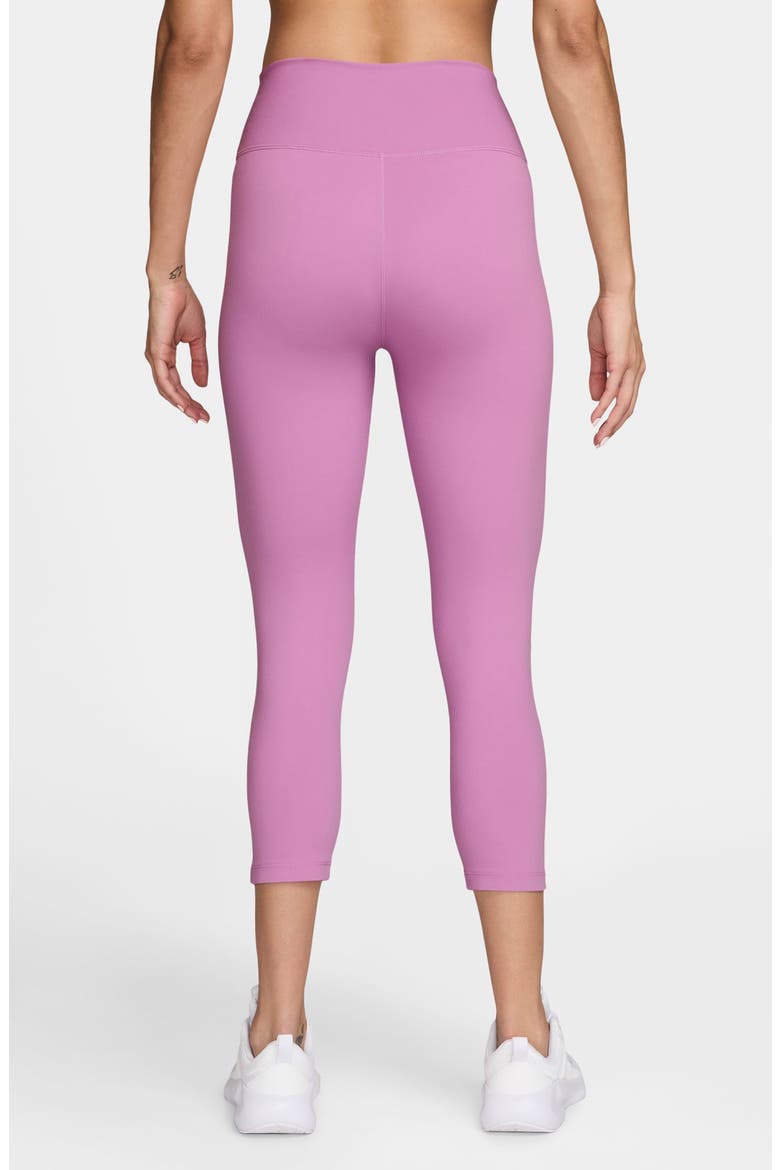 Dri-FIT One High Waist Crop Leggings, Alternate, color, MAGENTA /WHITE