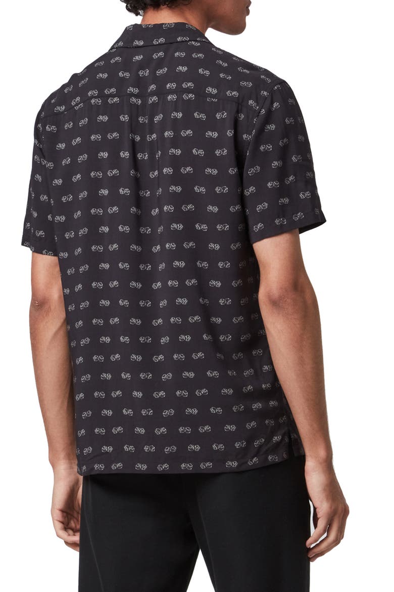 Snakeyes Slim Fit Short Sleeve Button-Up Camp Shirt, Alternate, color, BLACK