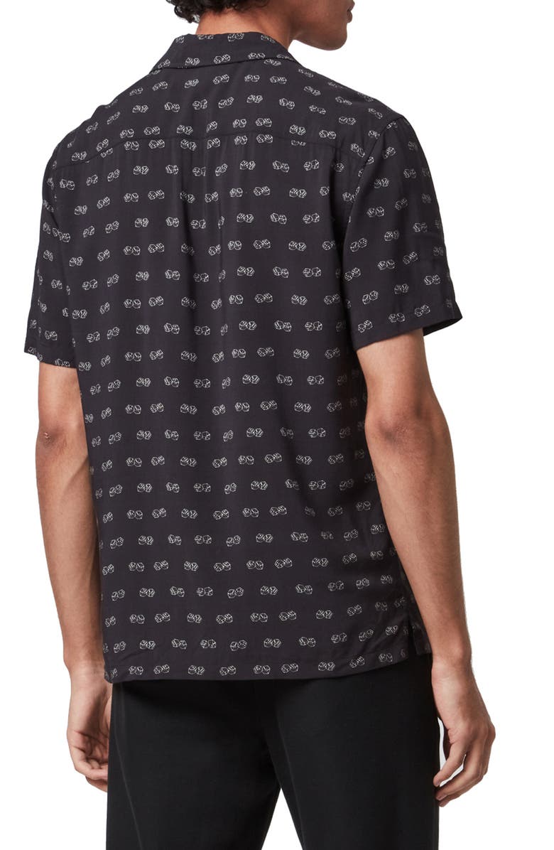 AllSaints Snakeyes Slim Fit Short Sleeve Button-Up Camp Shirt, Alternate, color, 