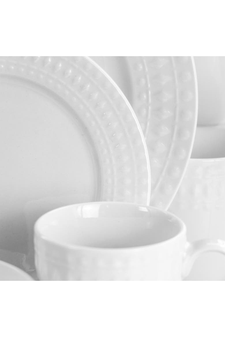 Cara 16 Piece Round Porcelain Dinnerware Set, Alternate, color, White