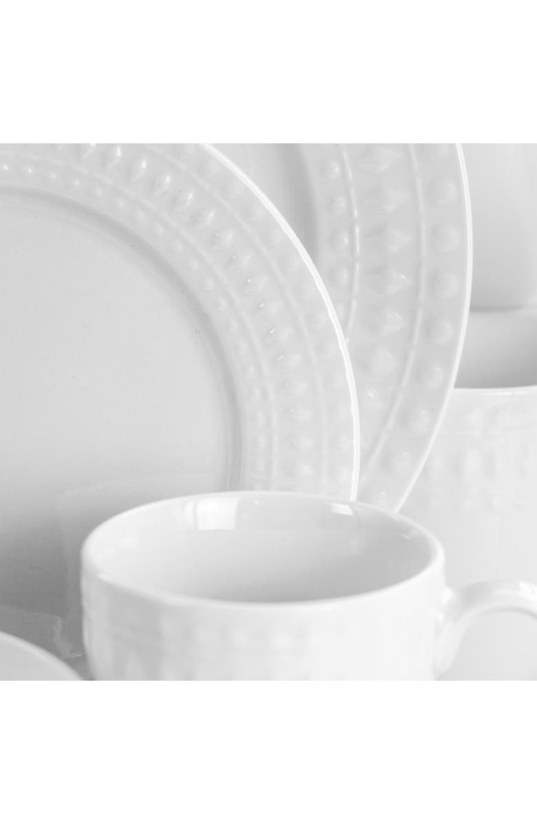 Elama Cara 16 Piece Round Porcelain Dinnerware Set, Alternate, color, White