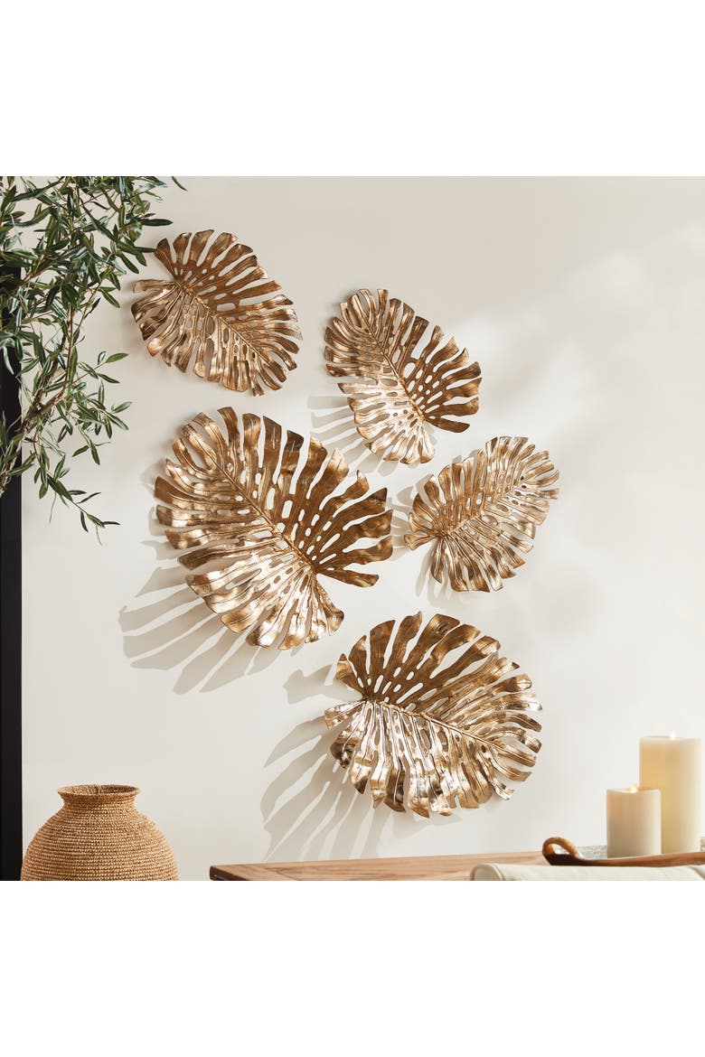 Monstera Wall Art, Alternate, color, Gold