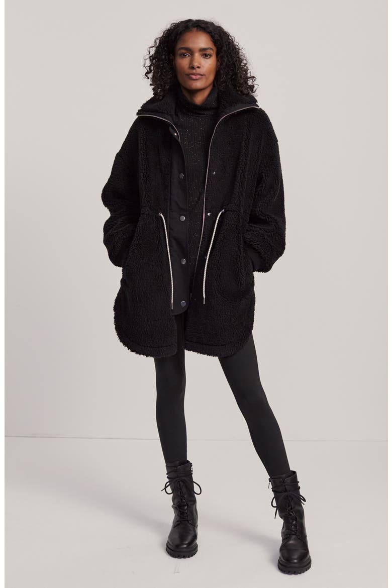 Jamie Faux Shearling Coat, Alternate, color, BLACK