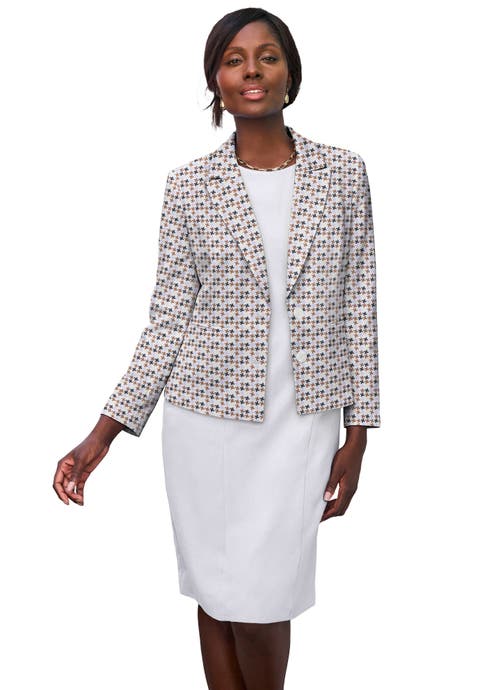 Stretch Crepe Single-Breasted Jacket Dress (Plus)