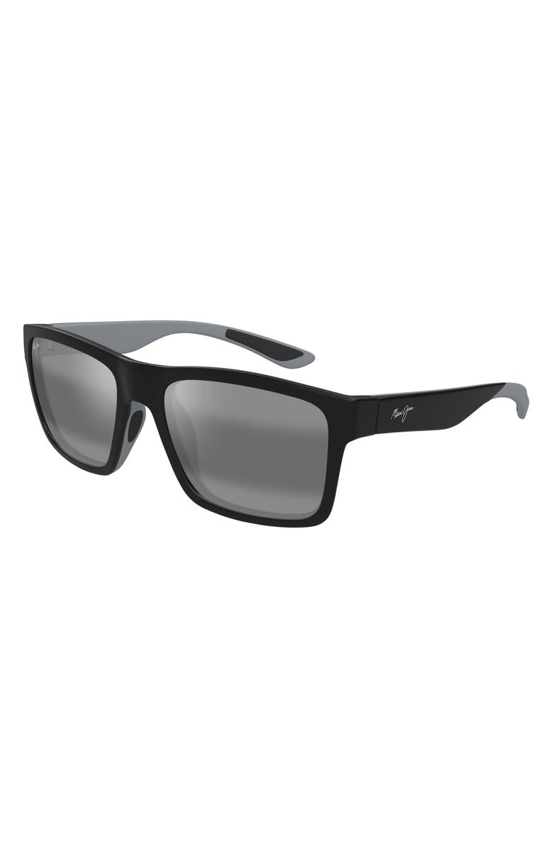 Maui Jim The Flats 57mm PolarizedPlus2<sup>®</sup> Rectangular Sunglasses, Alternate, color, Black/ Neutral Grey