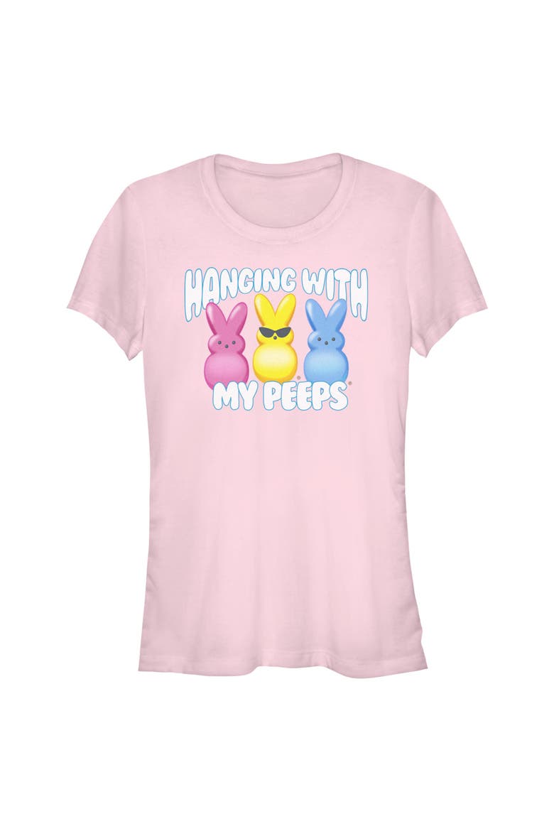 Juniors Peeps Hanging With My Friends T Shirt, Main, color, Light Pink