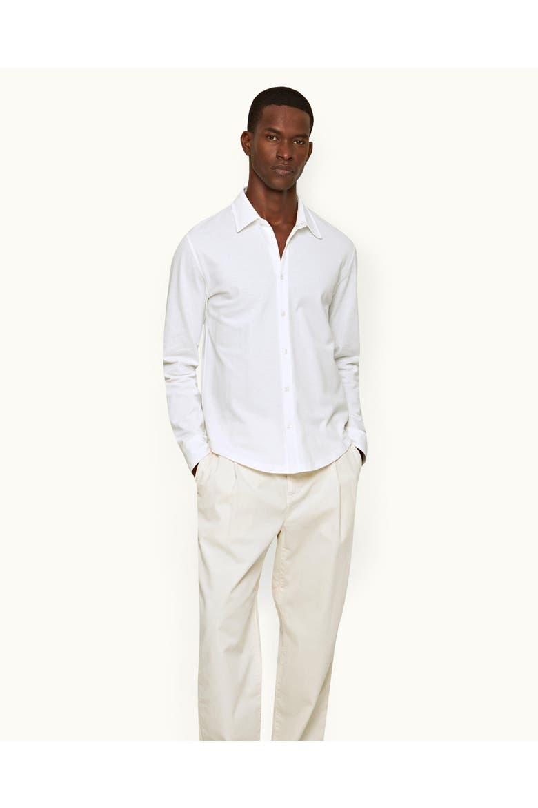 Giles Pique Classic Collar Cotton Pique Shirt, Main, color, White