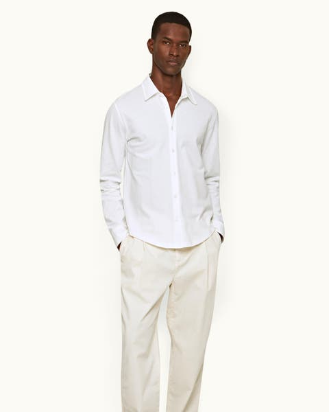 Giles Pique Classic Collar Cotton Pique Shirt