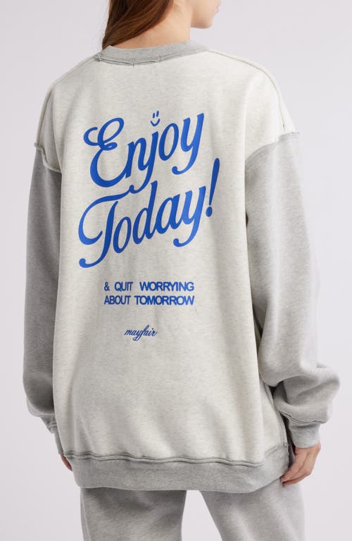 THE MAYFAIR GROUP THE MAYFAIR GROUP ENJOY TODAY COLORBLOCK FLEECE GRAPHIC SWEATSHIRT 