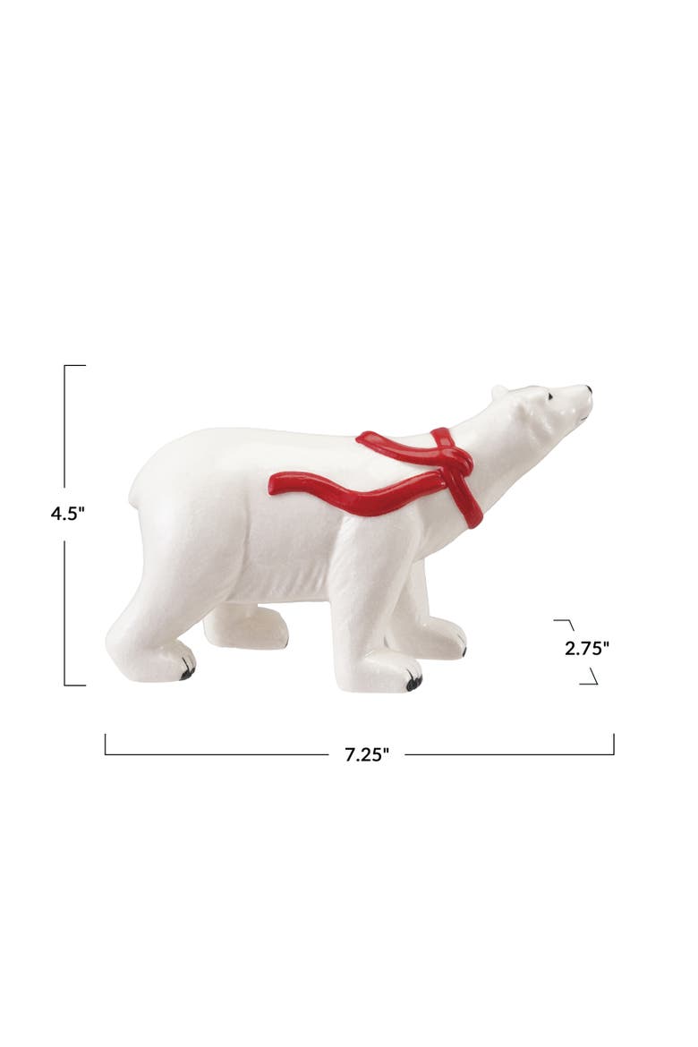 Stoneware Polar Bear Figurine with Red Scarf, Alternate, color, Red and Black