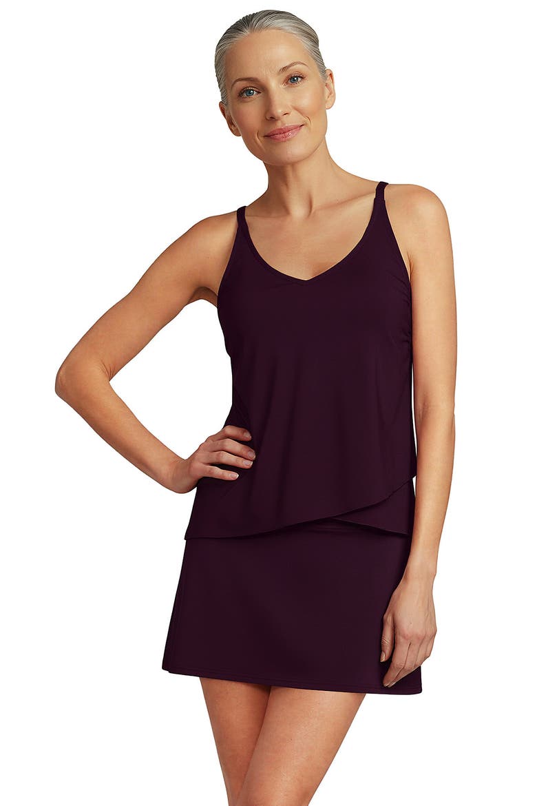 DDD-Cup Tulip Hem Tankini Top, Main, color, Dark Wine