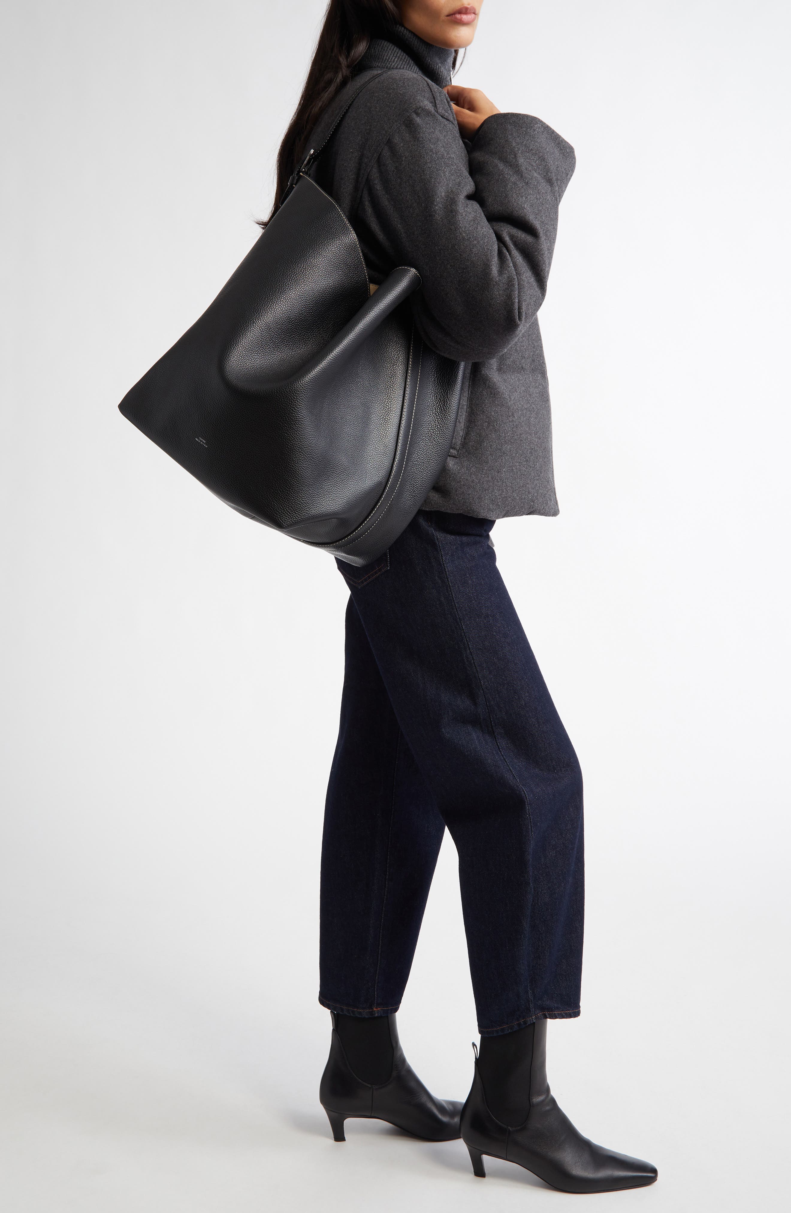 TOTEME Leather Tote, Alternate, color, Black