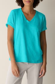 Eileen Fisher Easy V-Neck Organic Cotton T-Shirt