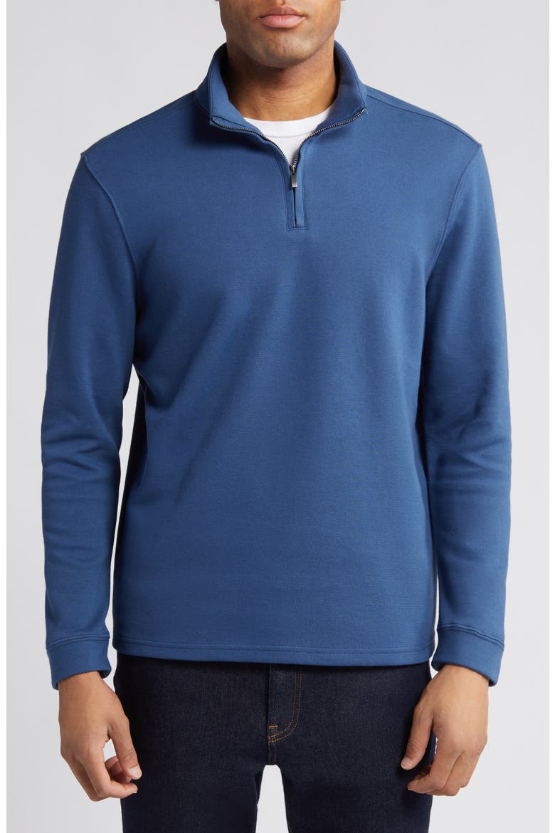 Quarter Zip Pullover, Main, color, NAVY DENIM