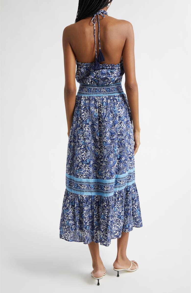 Ramy Brook Delia Mixed Print Halter Neck Cotton Dress, Alternate, color, Navy Floral
