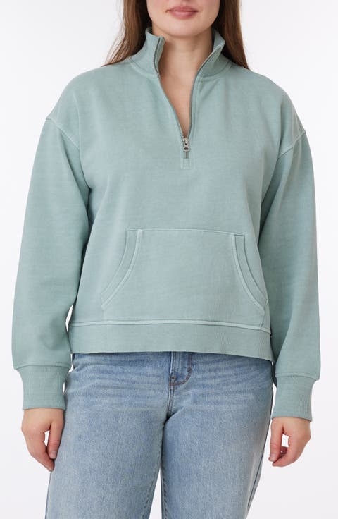 Janet Sunwashed Fleece Quarter Zip Sweatshirt