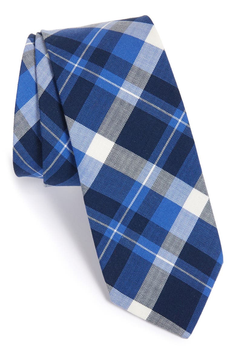 'Goode Plaid' Cotton Tie, Main, color, ROYAL