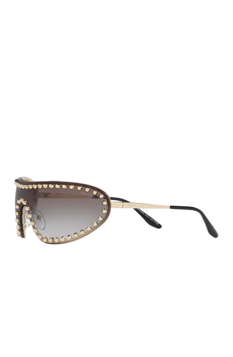 Prada 170mm Studded Gradient Wraparound Shield Sunglasses, Alternate, color, 