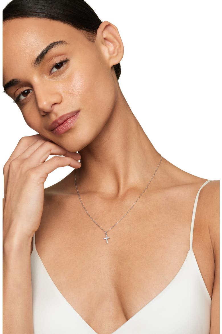 Cable Collectibles Cross Necklace with Diamonds in 18K Gold, Alternate, color, SILVER