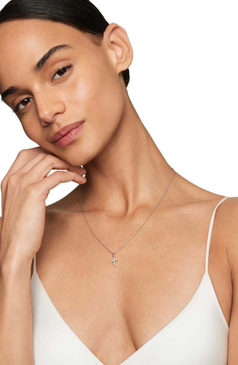 David Yurman Cable Collectibles Cross Necklace with Diamonds in 18K Gold, Alternate, color,