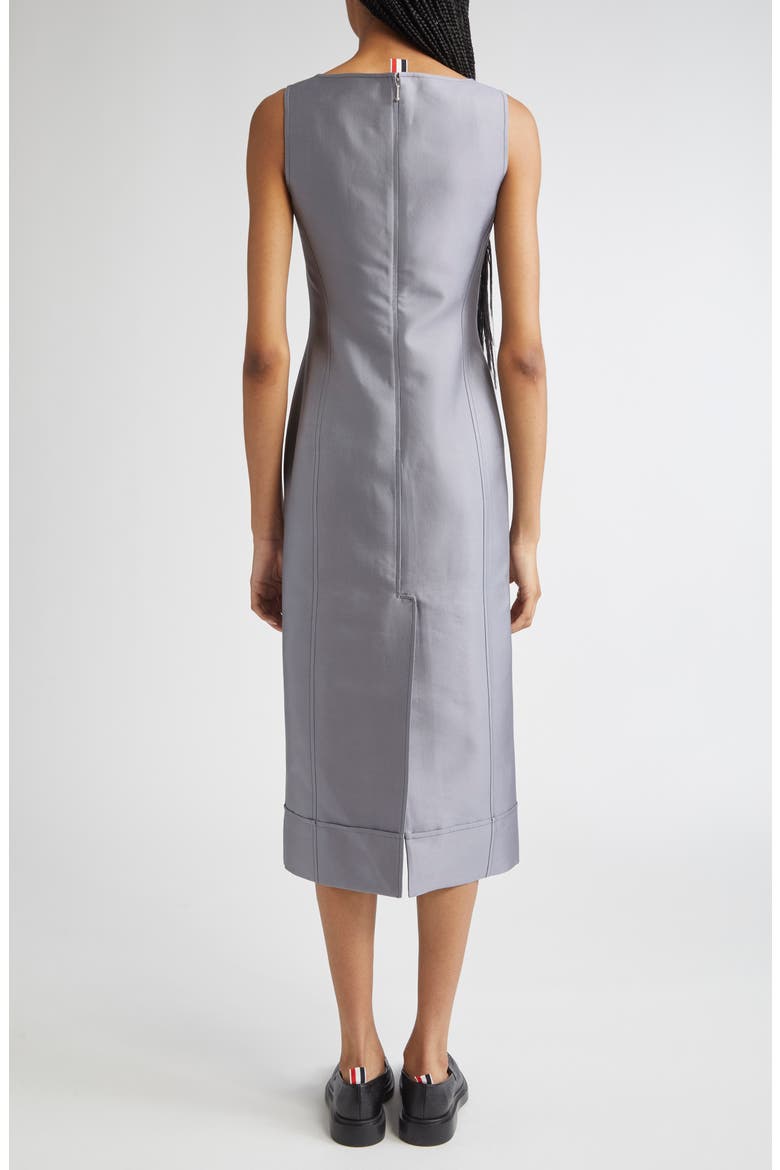Square Neck Wool & Silk Midi Dress, Alternate, color, MEDIUM GREY