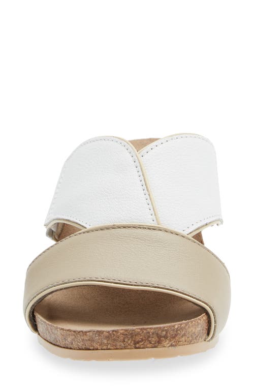 Naot Tiara Wedge Sandal In Soft Beige/soft White Leather
