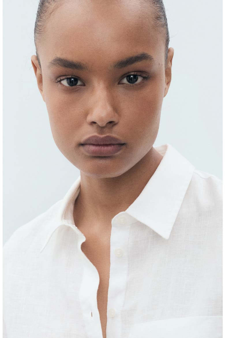 Linen Button-Up Shirt, Alternate, color, NATURAL WHITE