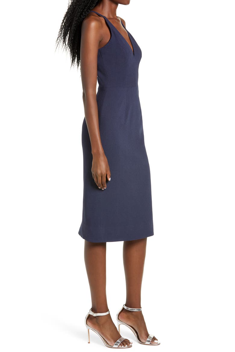 Lyla Crepe Cocktail Dress, Alternate, color, NAVY