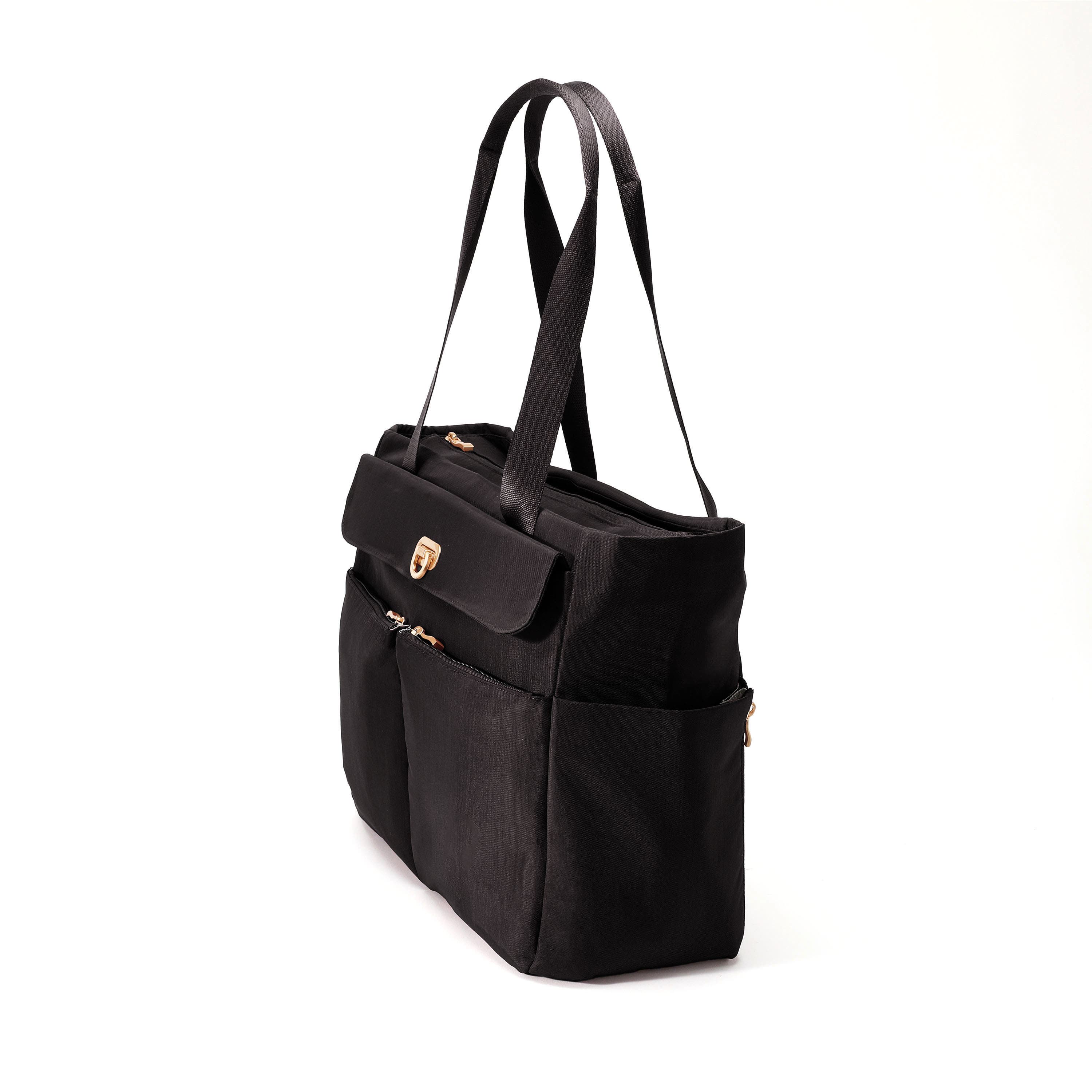 Coastal Flip Lock Tote, Alternate, color, Black W/ Gold Hardware
