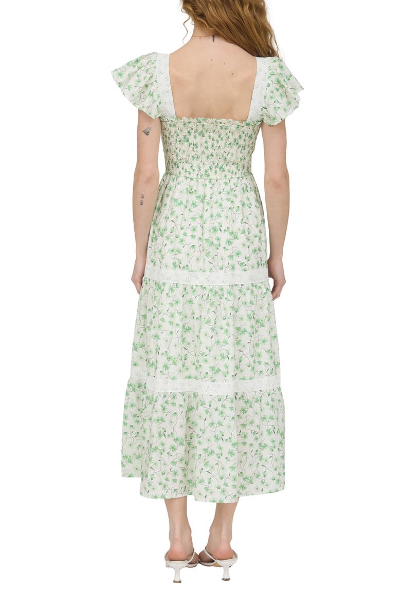 AUGUST SKY Tiered Midi Dress, Alternate, color, Green Multi