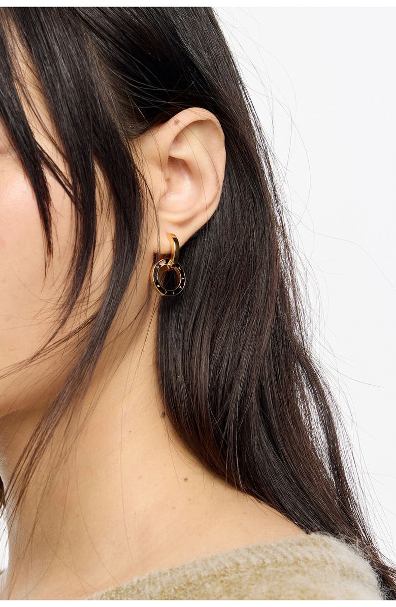 Bimba y Lola Logo Double-Hoop Earring, Alternate, color, Black