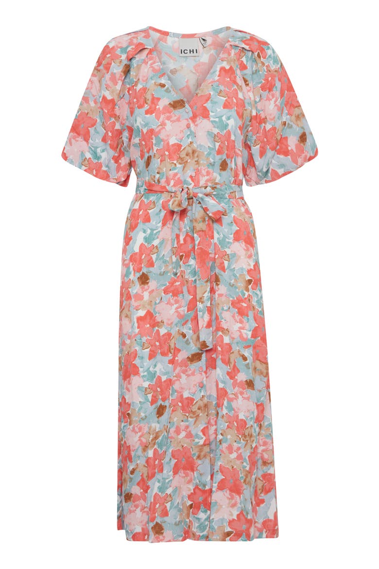 Floral Print Tie Waist Dress, Alternate, color, MULIT FLOWER AOP